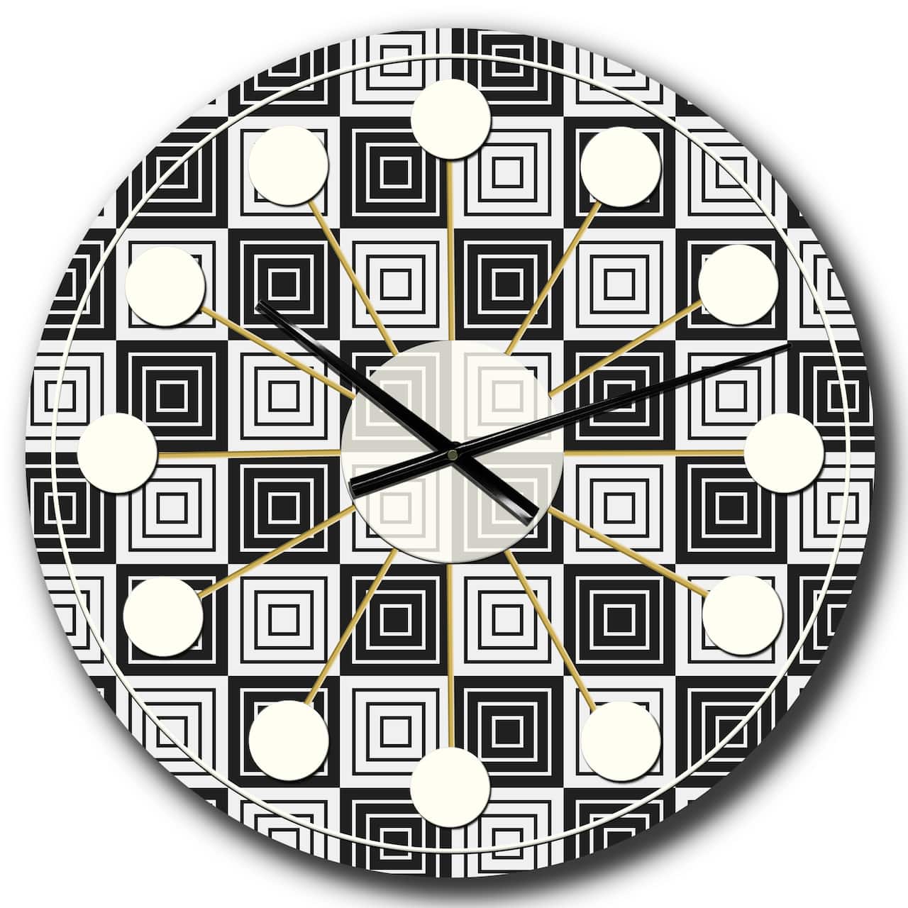 Designart 'Monochrome Geometric Pattern Xi Mid-Century Modern Wall Clock